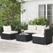 5-Piece Rattan Patio Conversation Set with Cushions Black and Off White